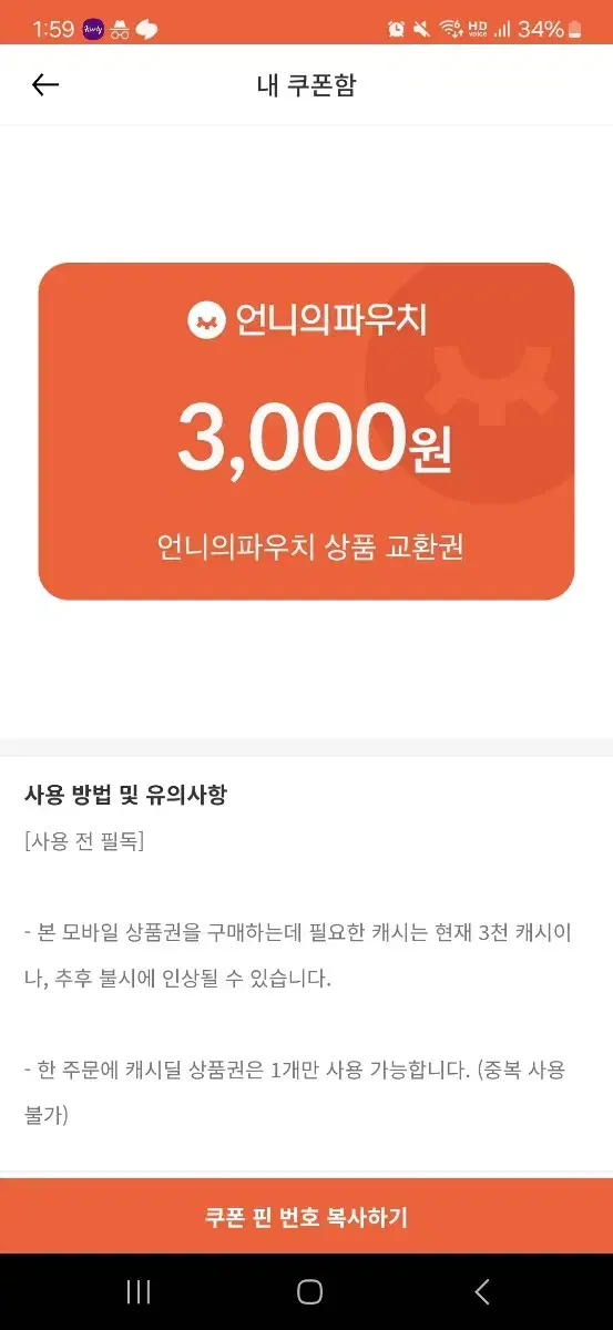 언니의 파우치 상품권 3천원